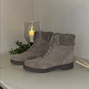 Gray Suede Ankle Boots
